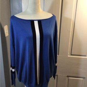 Planet Brand Blue Sweater with Racing Stripe Detail JT